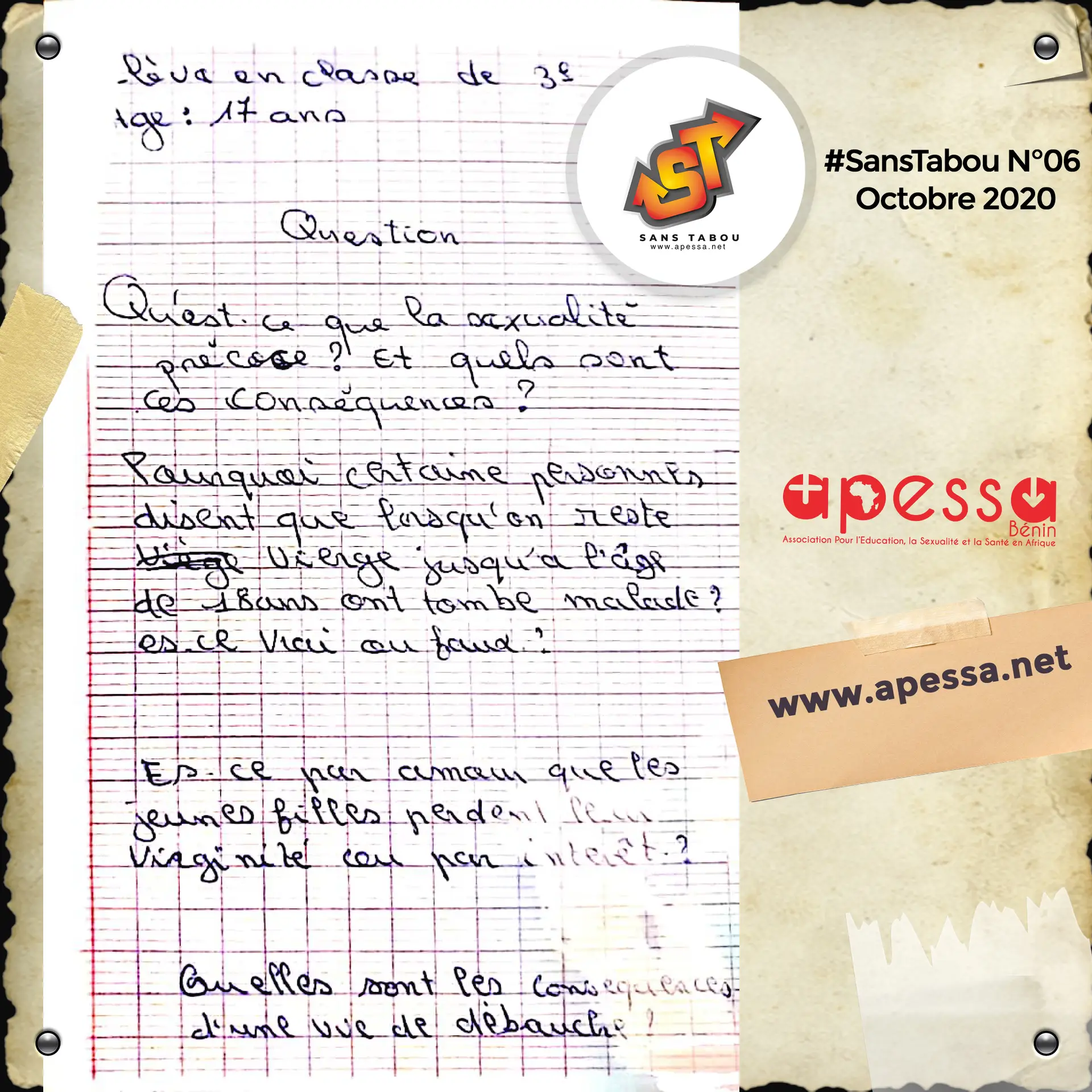 #SansTabou 10 octobre APESSA BENIN