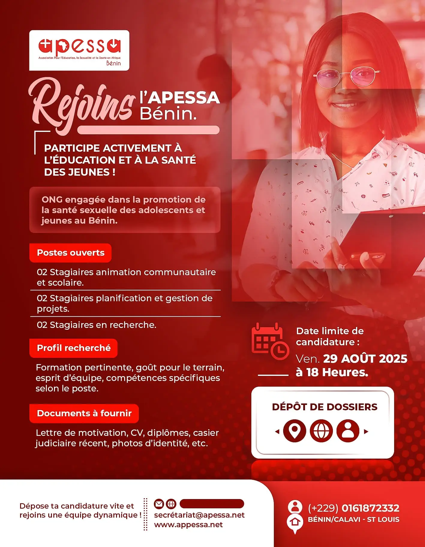 Avis de Recrutement de Stagiaires 2025 – Association Pour l’Éducation, la Sexualité et la Santé en Afrique (APESSA)
